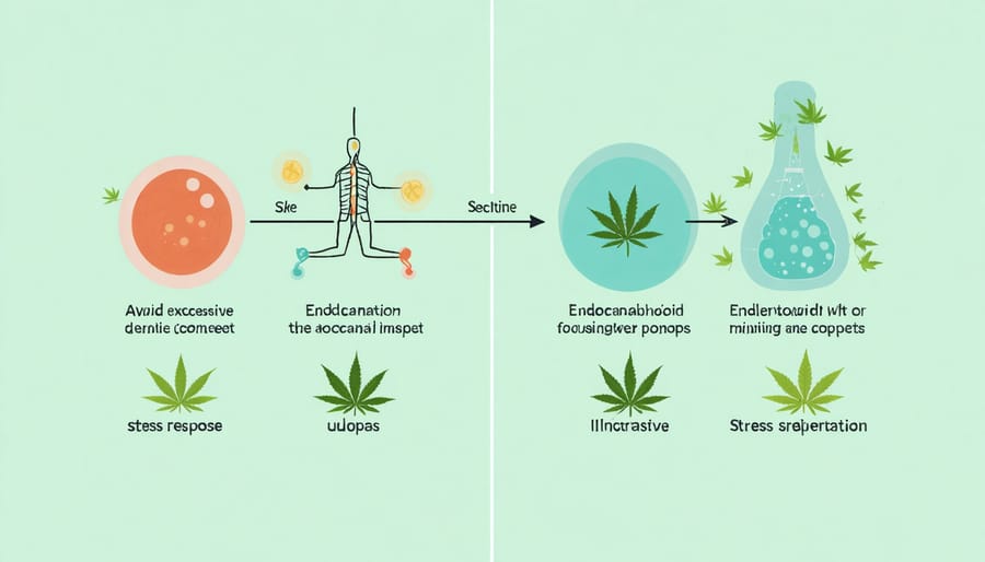 Scientific diagram illustrating how CBD affects the body's stress response system