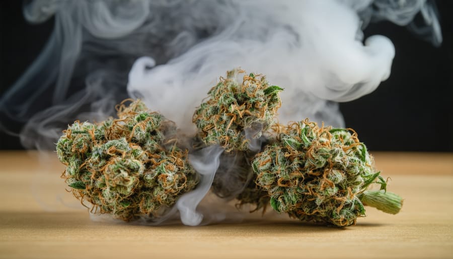 Macro close-up of cannabis trichomes showing THCa crystal structures